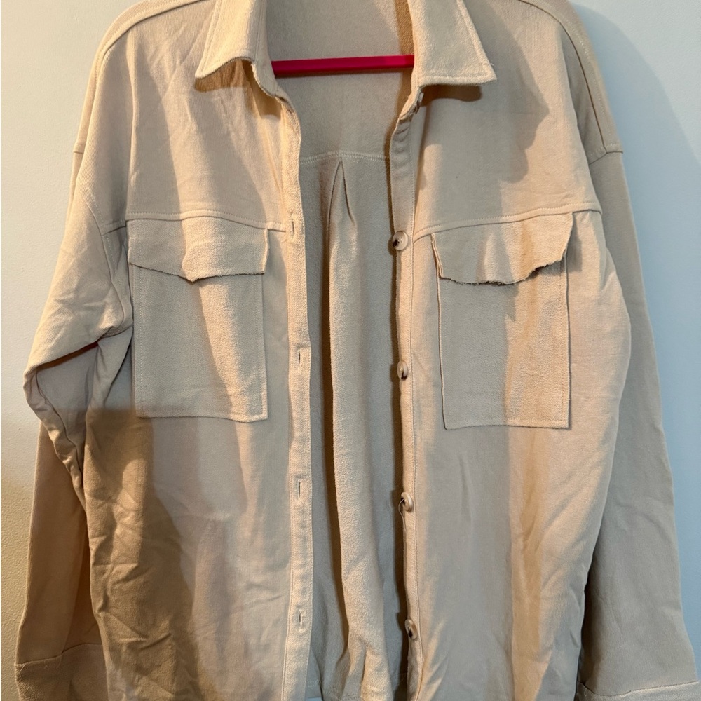 Women's Button Down Freckled Poppy Tan Shacket